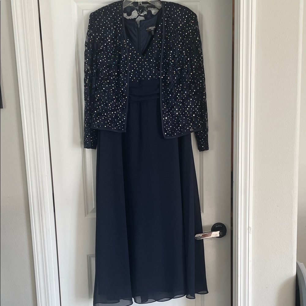 Elegant Navy Blue Dress with Jacket